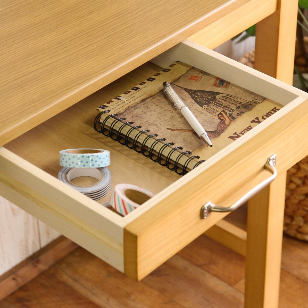 引出し付きシンプルデスク 幅90cm ナチュラル