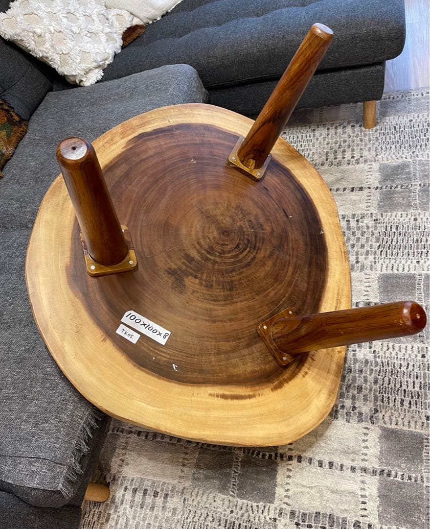 新品輸入品　高級　モンキーポッド一枚板 輪切りテーブル　モンキーポッド　TK05