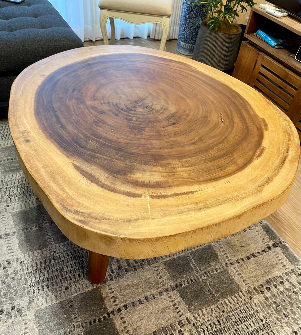 新品輸入品　高級　モンキーポッド一枚板 輪切りテーブル　モンキーポッド　TK05