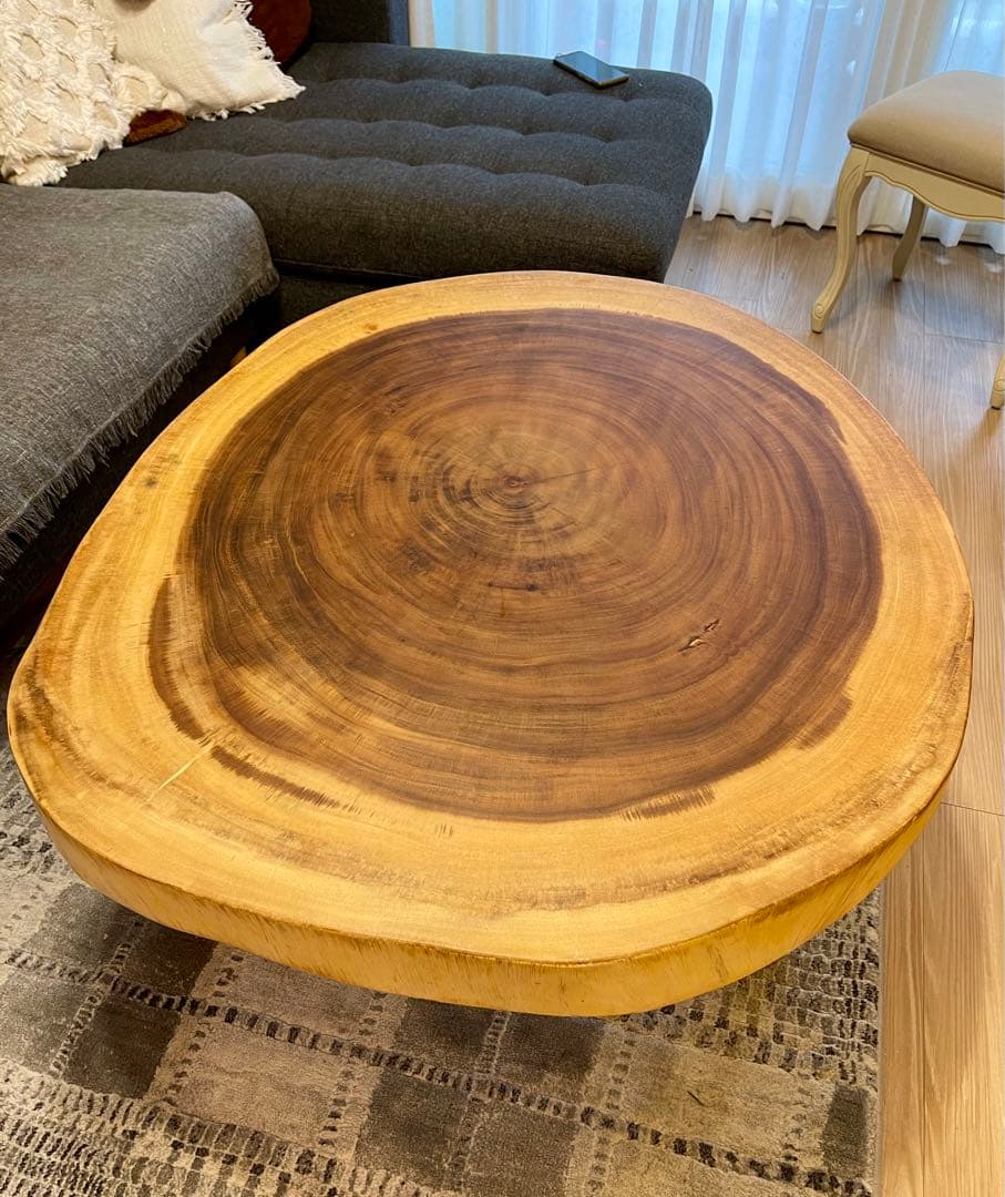 新品輸入品　高級　モンキーポッド一枚板 輪切りテーブル　モンキーポッド　TK05