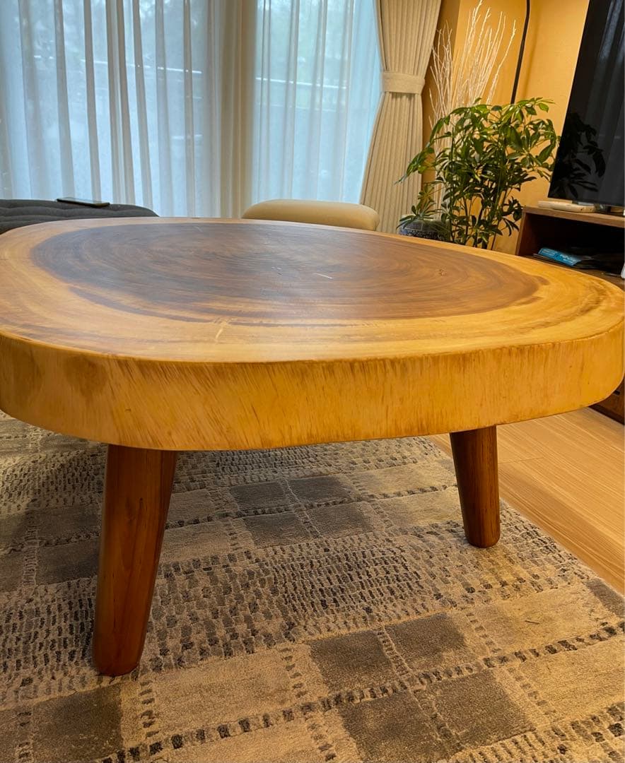 新品輸入品　高級　モンキーポッド一枚板 輪切りテーブル　モンキーポッド　TK05