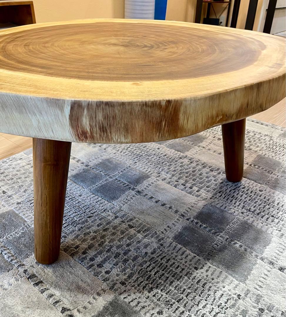 新品輸入品　高級　モンキーポッド一枚板 輪切りテーブル　モンキーポッド　TK05