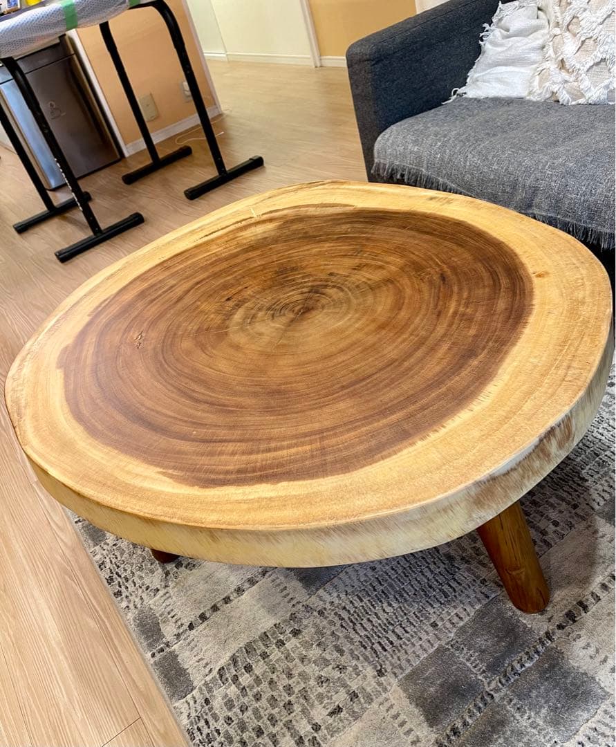 新品輸入品　高級　モンキーポッド一枚板 輪切りテーブル　モンキーポッド　TK05