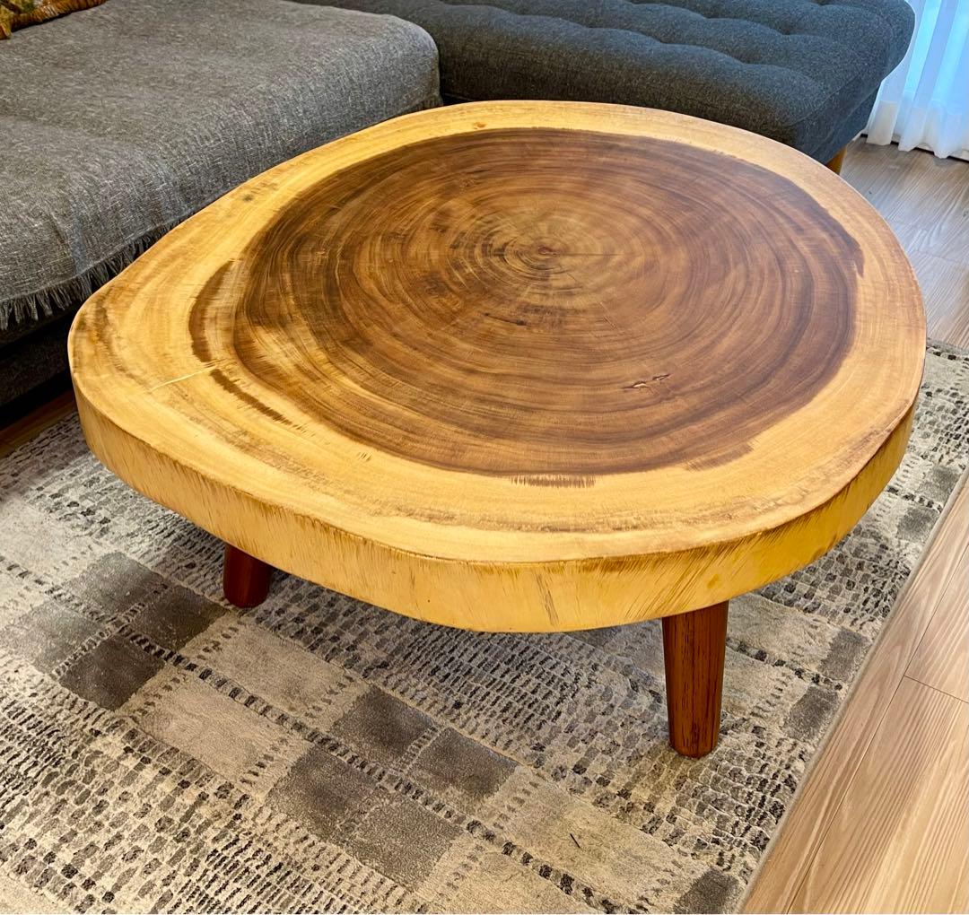 新品輸入品　高級　モンキーポッド一枚板 輪切りテーブル　モンキーポッド　TK05