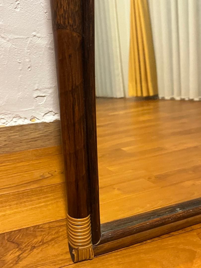 ヴィンテージミラー　壁掛けミラー 鏡 姿見　ラタン