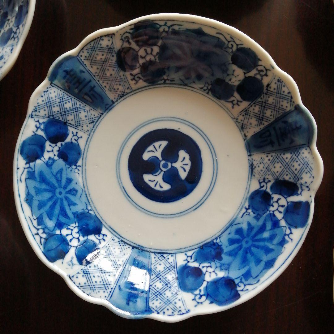 伊万里　染付三方輪花丸皿　20枚　15.5cm　明治～昭和初期