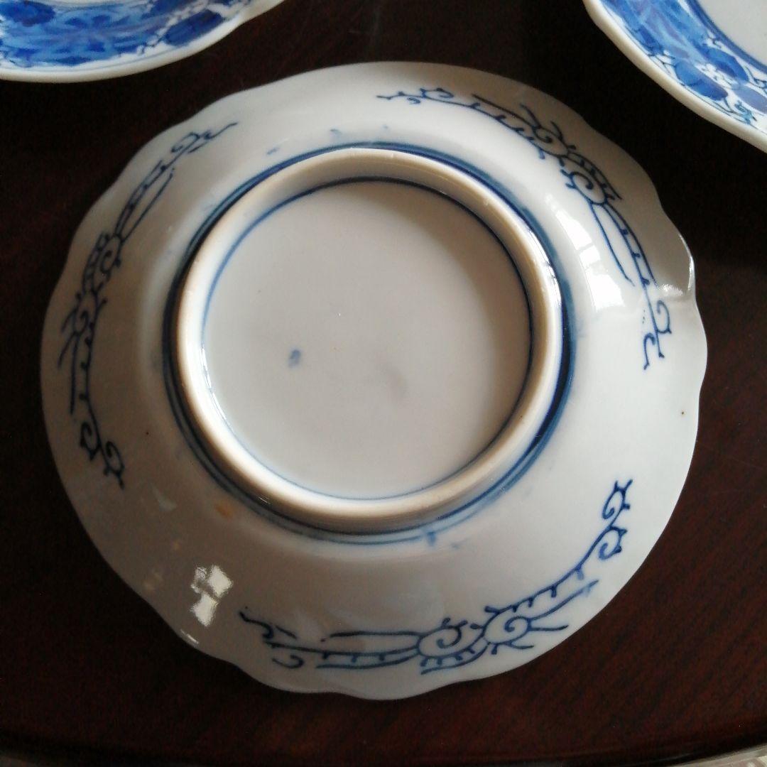 伊万里　染付三方輪花丸皿　20枚　15.5cm　明治～昭和初期