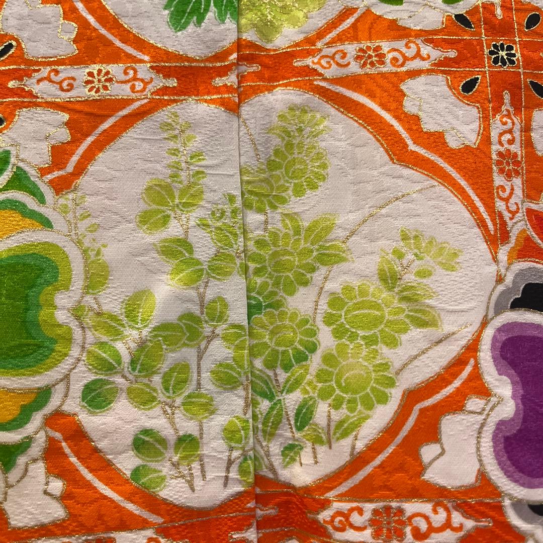 【写真映え◎】豪華正絹 七五三 レトロ花柄着物　長襦袢セット