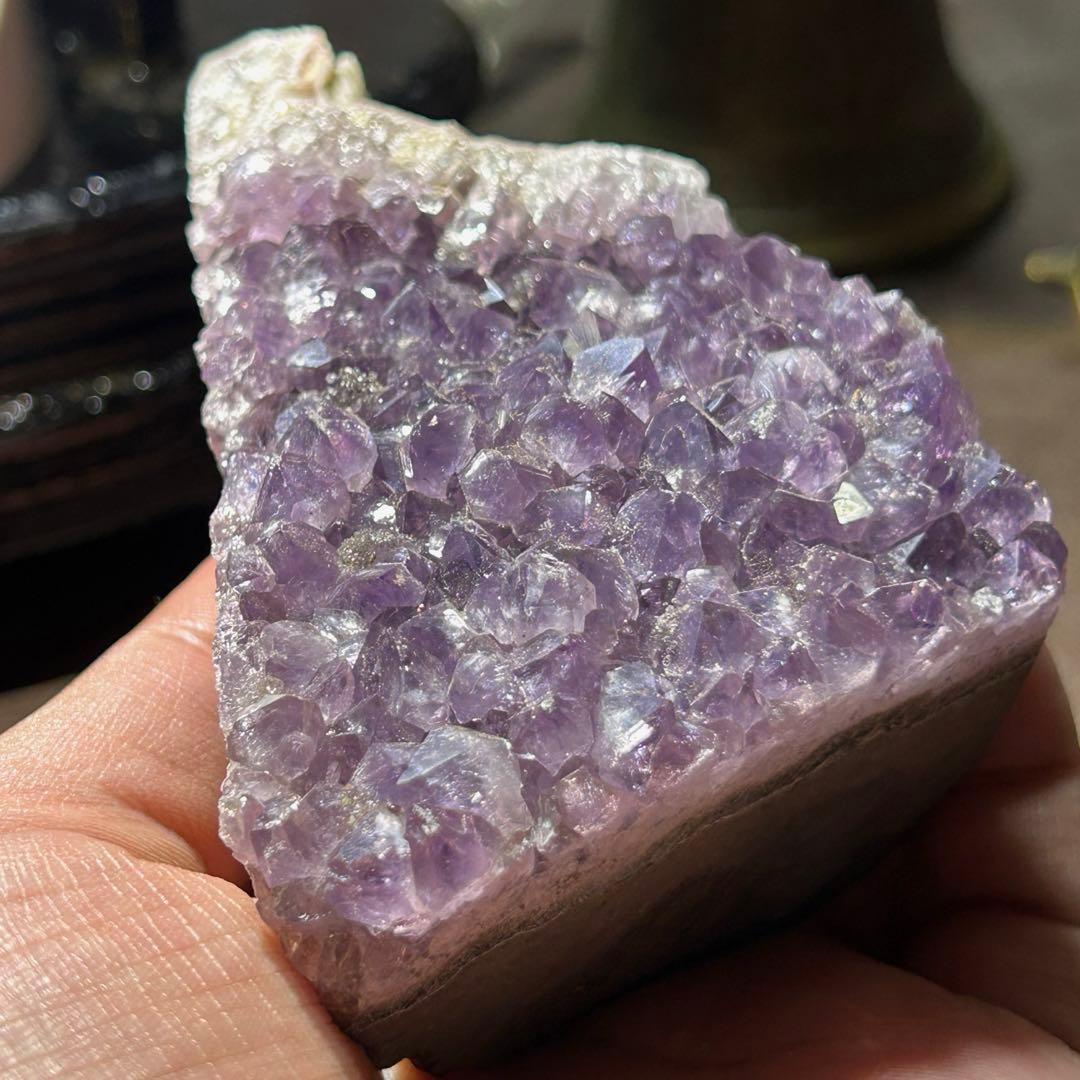 ☆高級品！福運大黒秘宝⑨！開運！アメジスト　クラスター　原石　置物