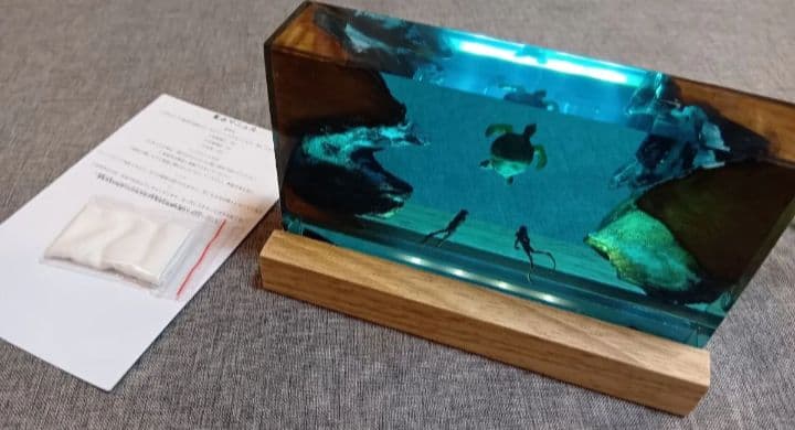 新品 レジンアート ナイトライト 海洋生物 ウミガメダイバー USB給電 ランプ