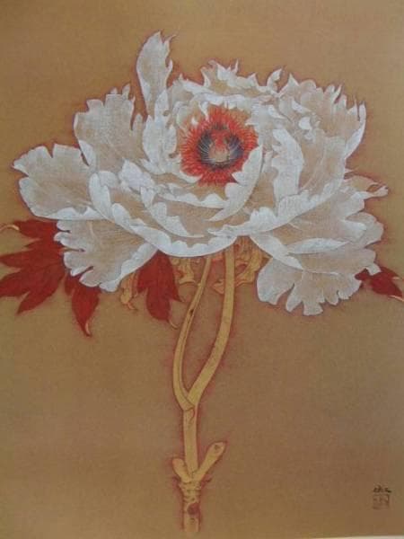 大野 俶嵩、白牡丹、希少な画集より、新品高級額装付、版上サイン入り