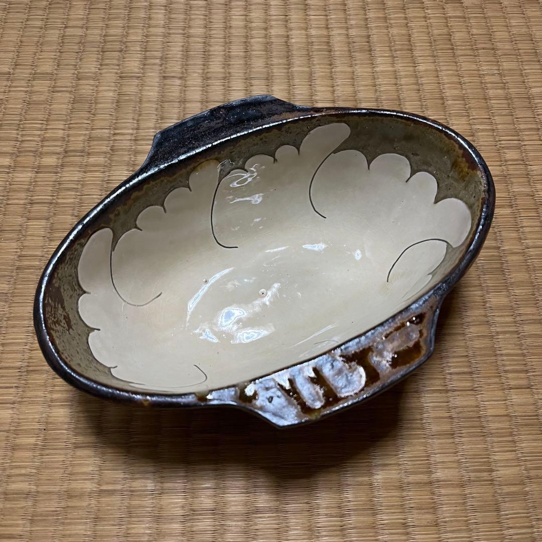 岩井窯山本教行黄釉掻落角皿新品未使用限定即完売釉薬貫入民藝出雲島根スリップウェア