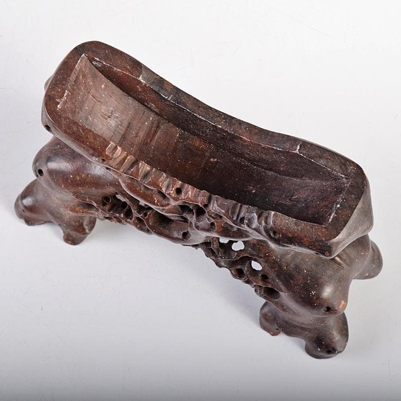 中国　玉石蝋石青田石彫刻　楼閣山水雕　硯屏　置物　V　R8517