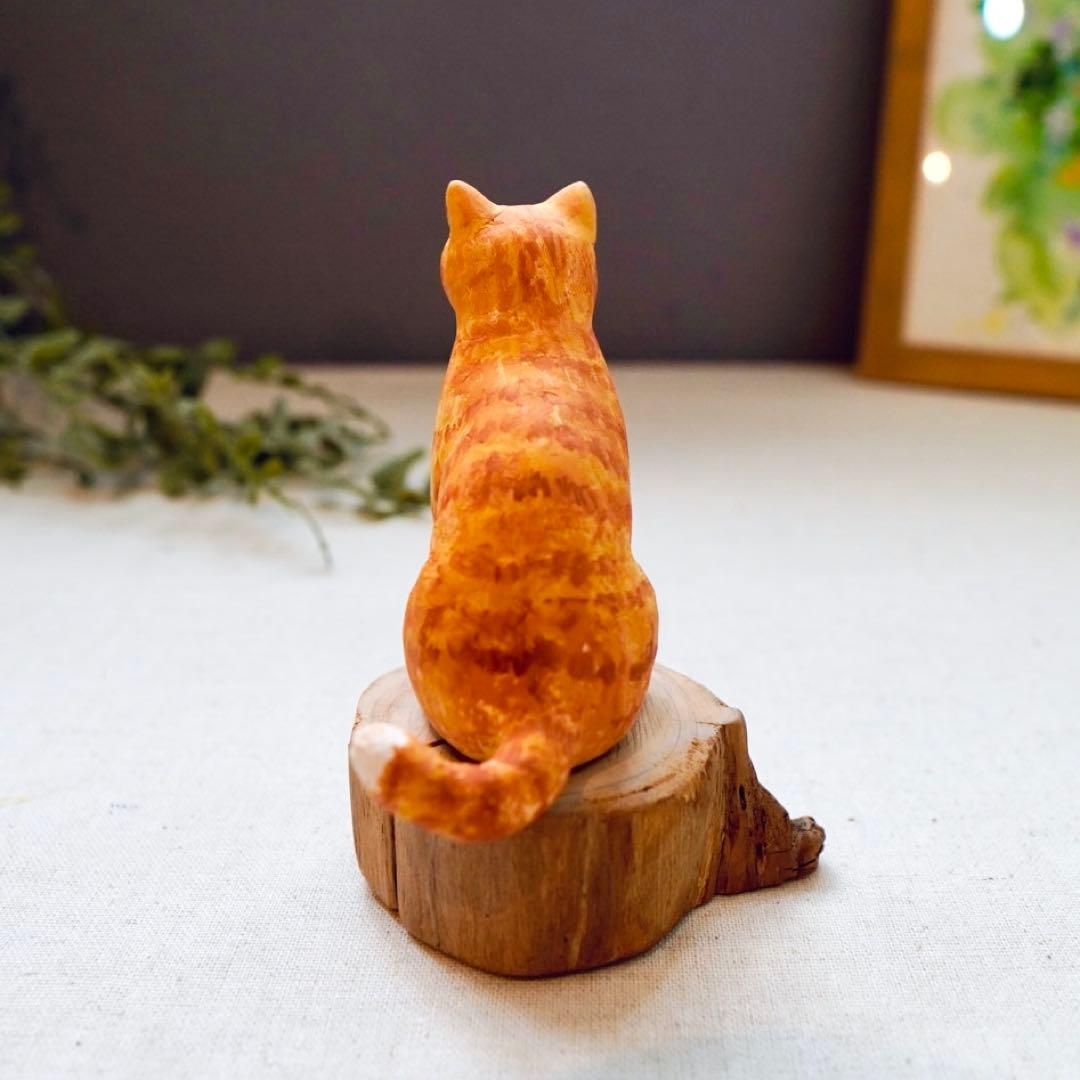 木彫り猫 14 茶トラ 置物 / ハンドメイド 木製 オブジェ - メルカリ