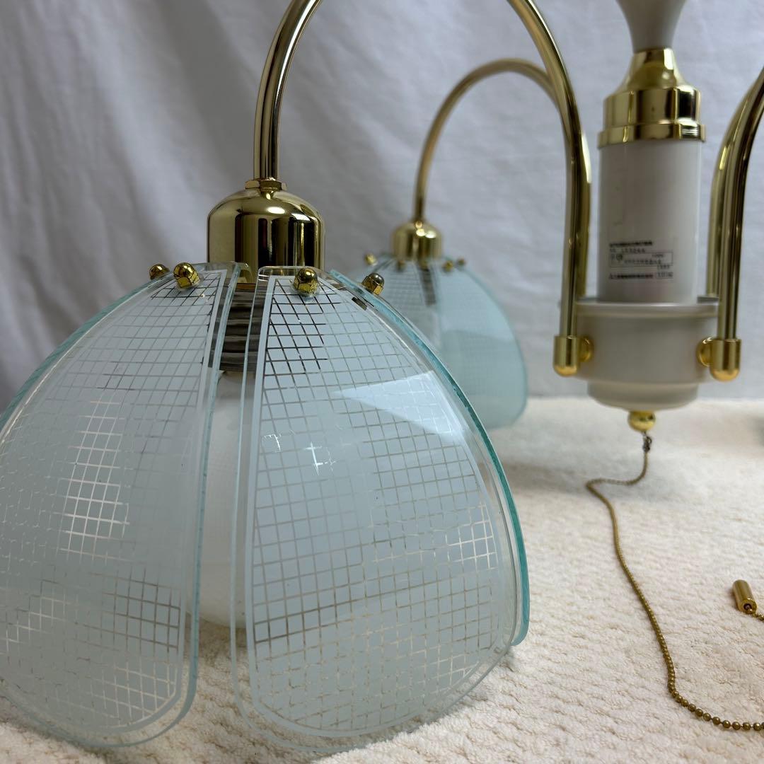 【希少】三菱電機　シャンデリア　照明　4灯　ガラス　アンティーク　レトロ　モダン