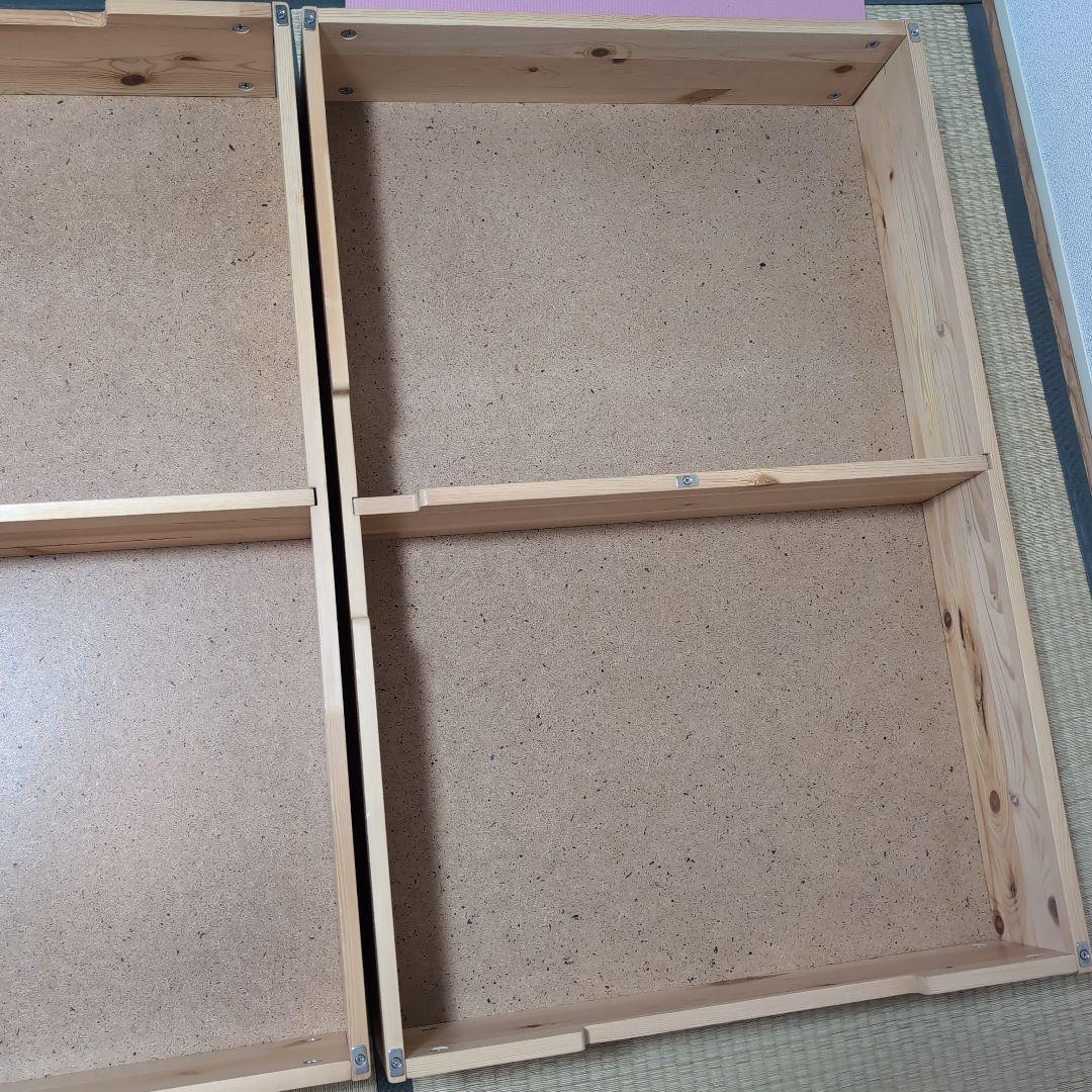 パイン材　ベッド下収納ボックス　仕切り付き　蓋付　3個セット