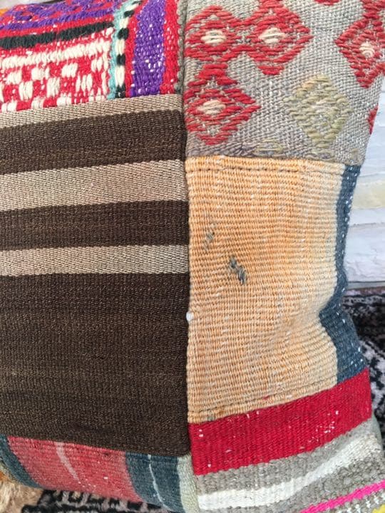 ビンテージラグ　トルコラグ　オールドキリム　クッションカバー　パッチワーク♯15