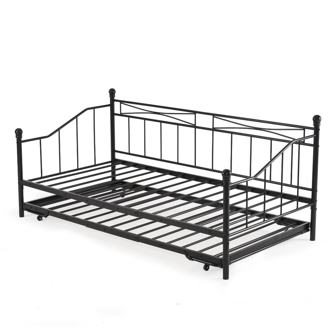【ブラック】親子ベッド 二段ベッド パイプベッド シングルベッドディベッド