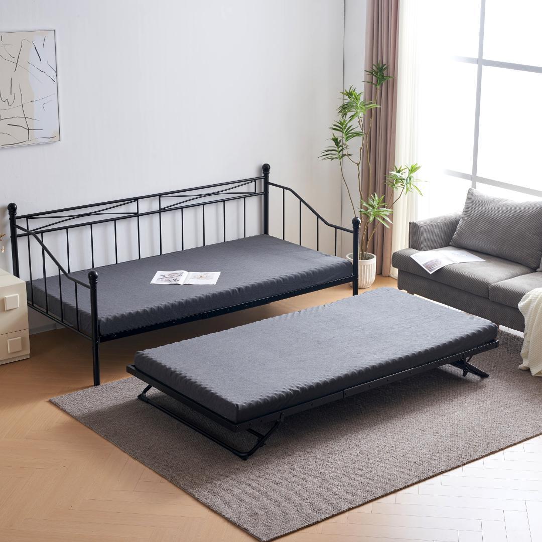 【ブラック】親子ベッド 二段ベッド パイプベッド シングルベッドディベッド