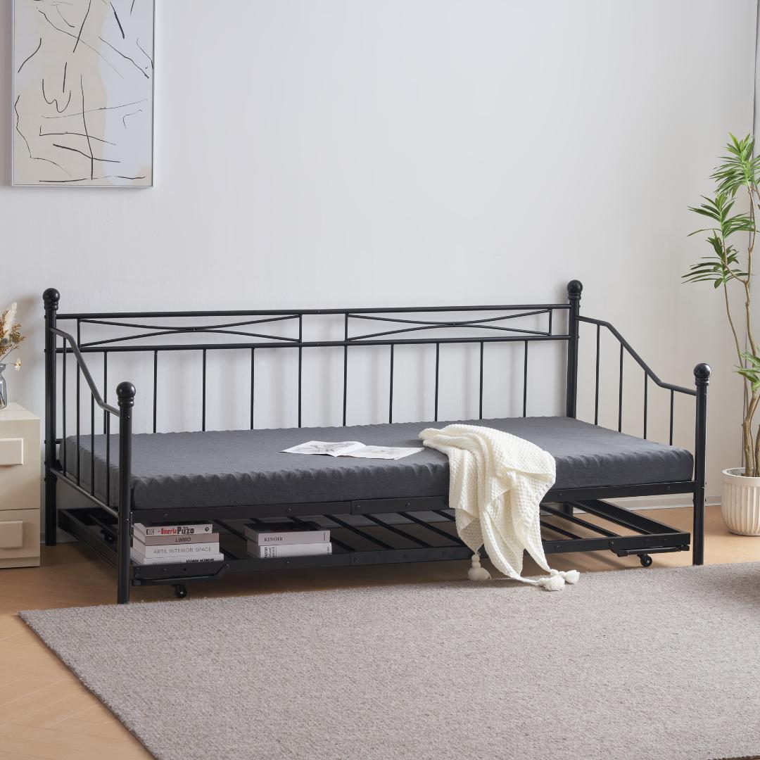 【ブラック】親子ベッド 二段ベッド パイプベッド シングルベッドディベッド