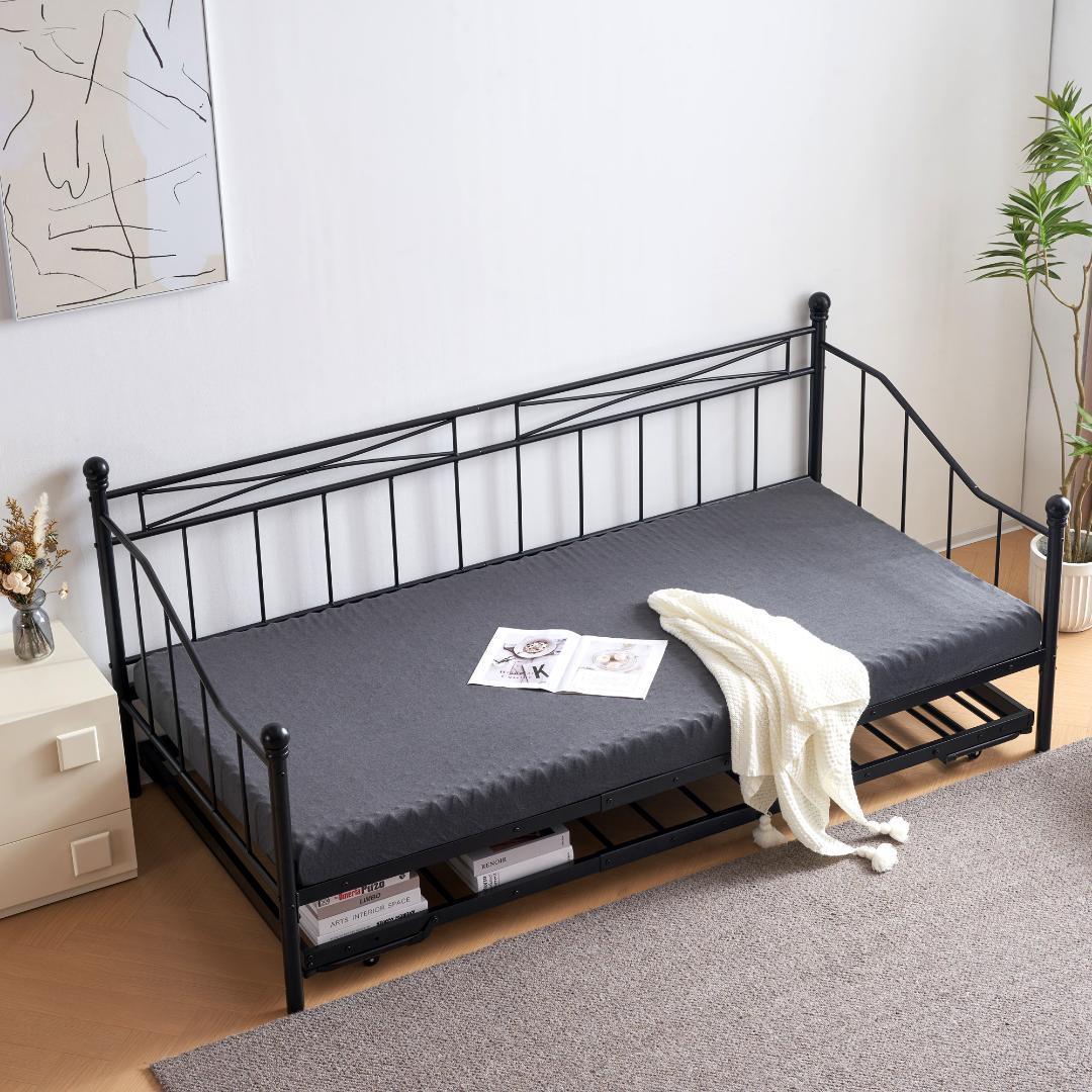 【ブラック】親子ベッド 二段ベッド パイプベッド シングルベッドディベッド