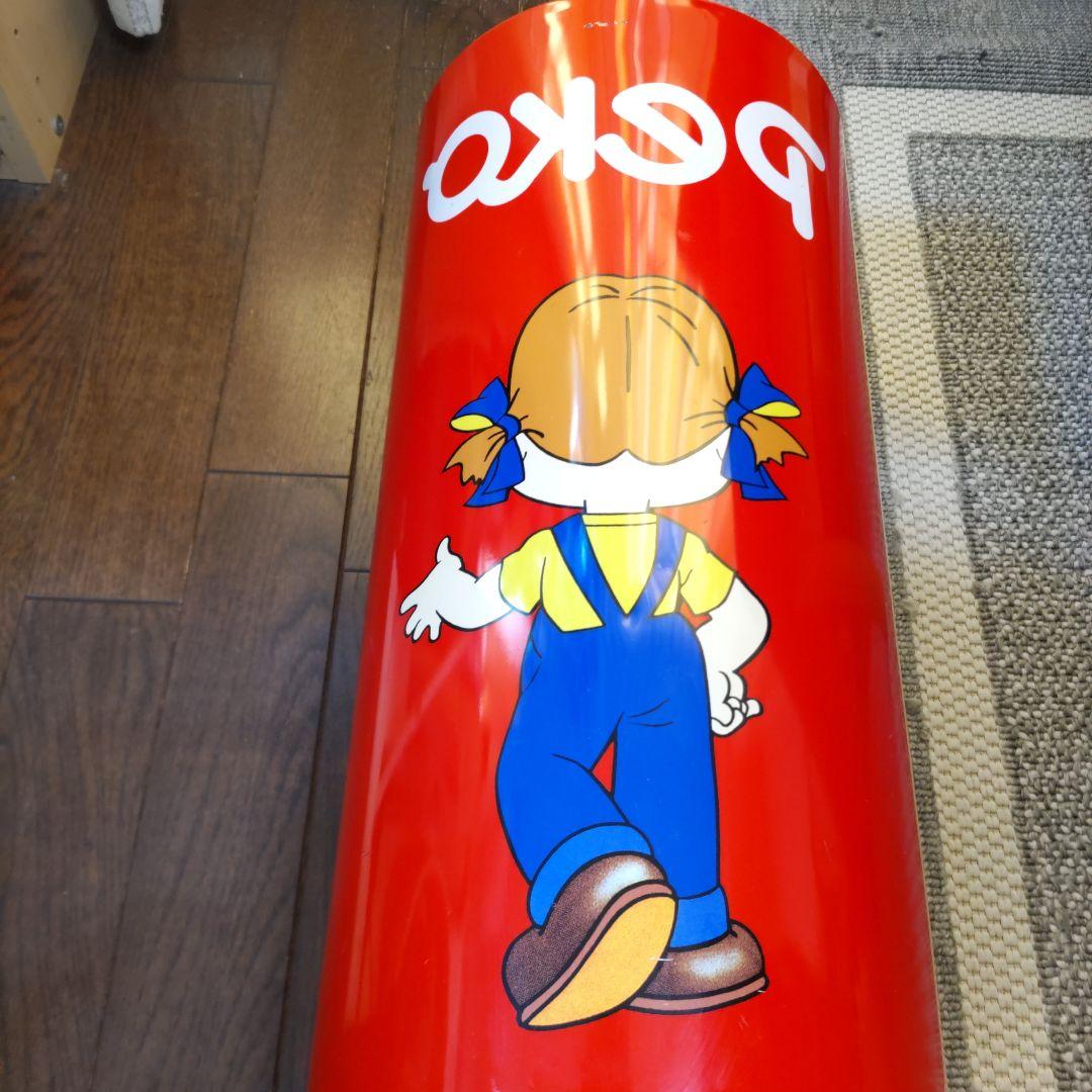 不二家ペコちゃん　ブリキ缶ゴミ箱　昭和レトロ