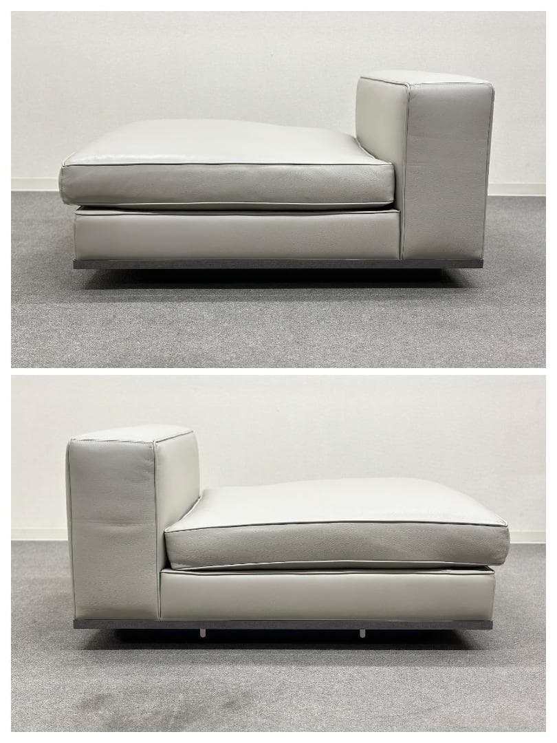 Minotti/ローレンス　システムソファ&オットマン　レザー　グレー/ベージュ