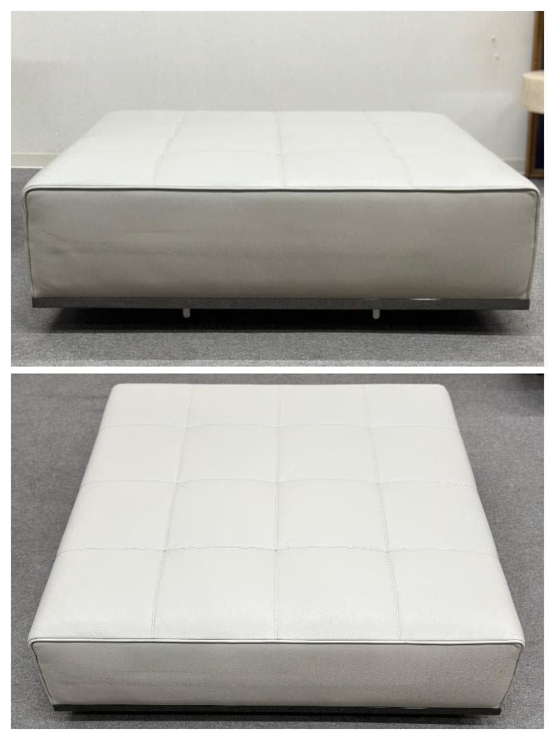 Minotti/ローレンス　システムソファ&オットマン　レザー　グレー/ベージュ