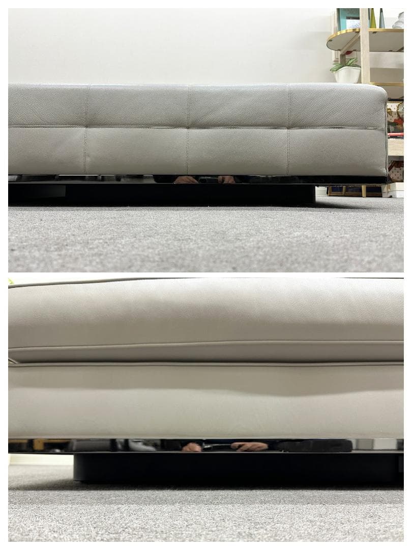 Minotti/ローレンス　システムソファ&オットマン　レザー　グレー/ベージュ