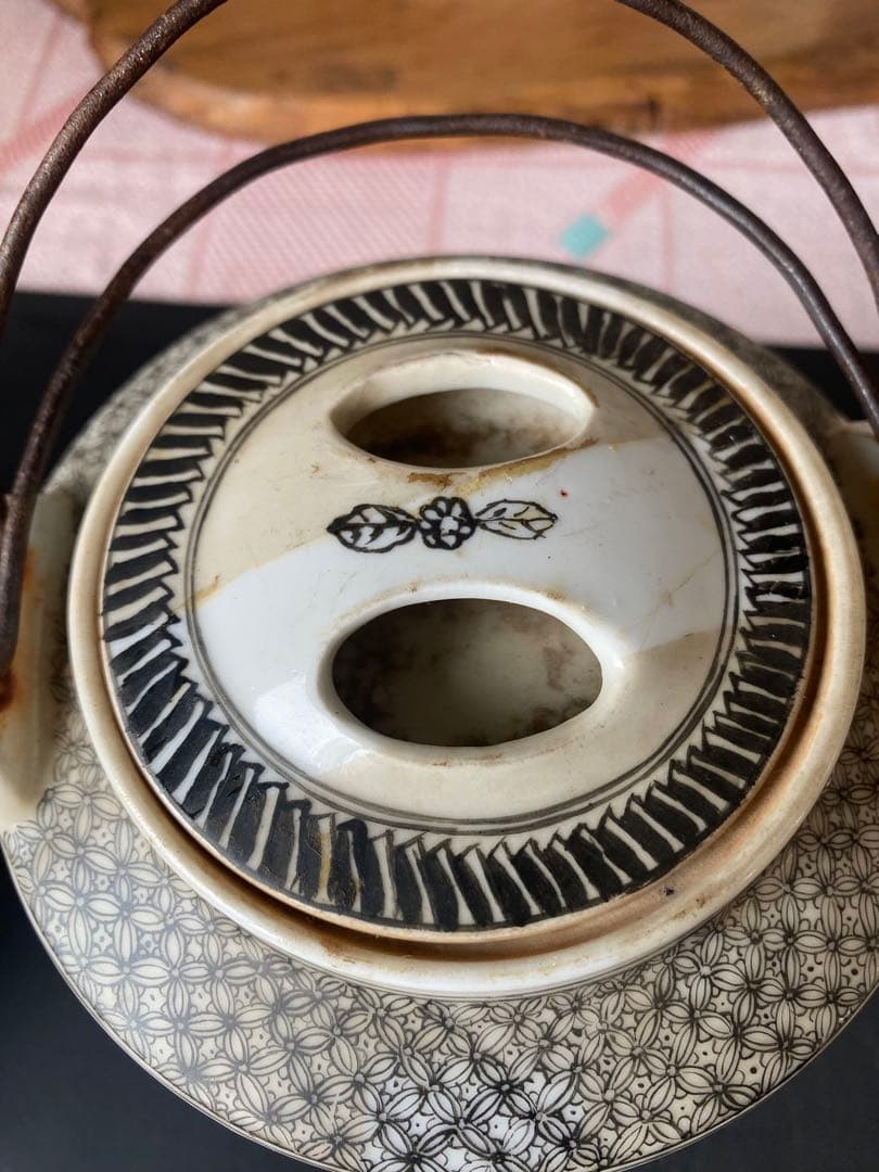 本物 中国古美術 時代物 粉彩 民国 蓋物 茶入 茶道具 中国古玩 骨董品 在