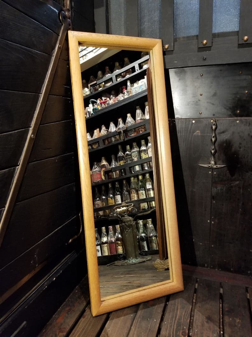 1960's　ヴィンテージ　北欧　ナチュラル　モダン　オーク　無垢材　壁掛け　鏡