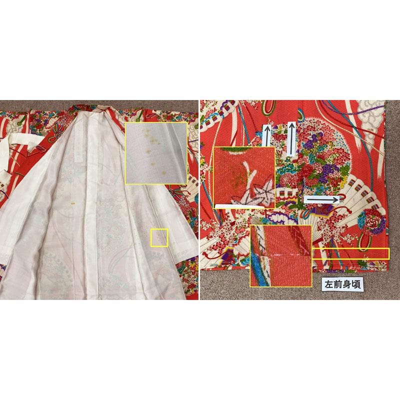 510ag72◎七五三 七歳 女児 アンティーク着物&袋帯 総柄 濃ピンク◎