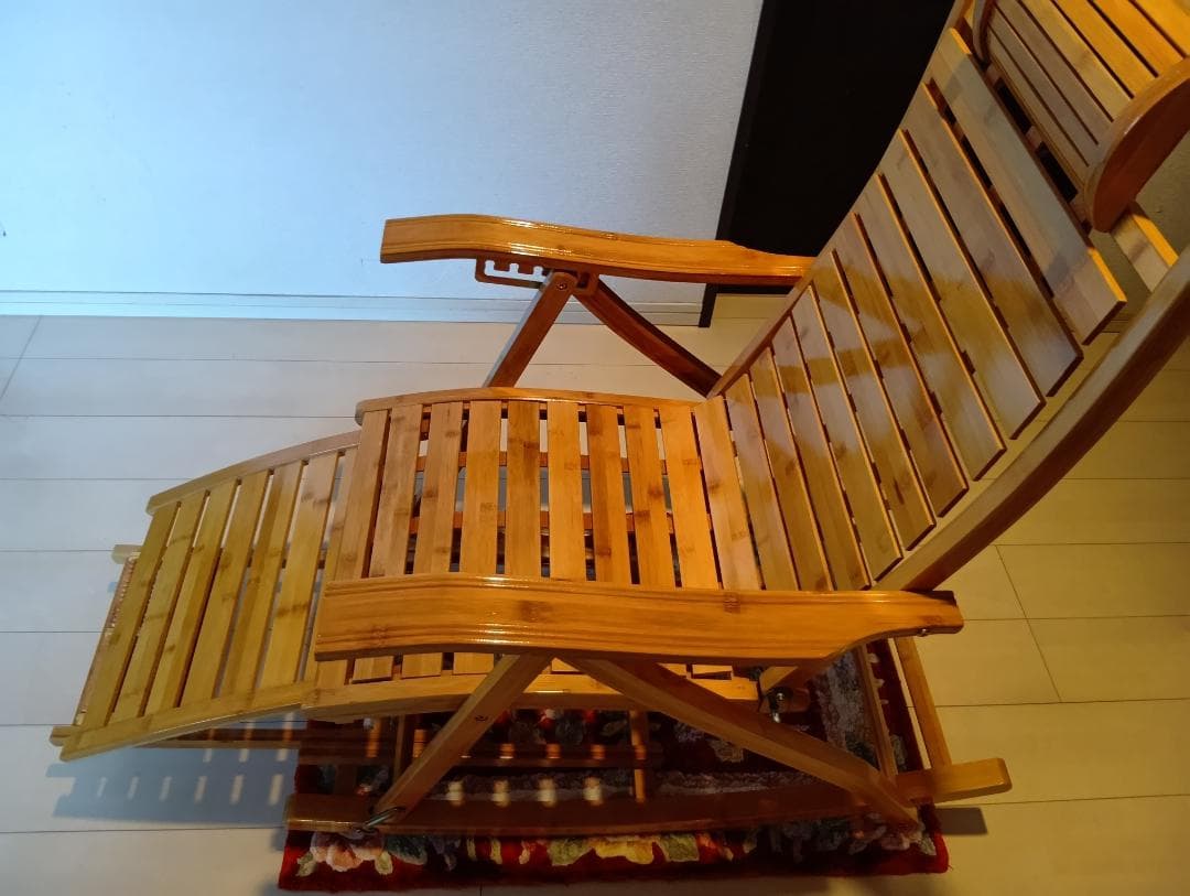 竹製 ロッキングチェア リクライニング 折りたたみ式 マッサージ底板付き