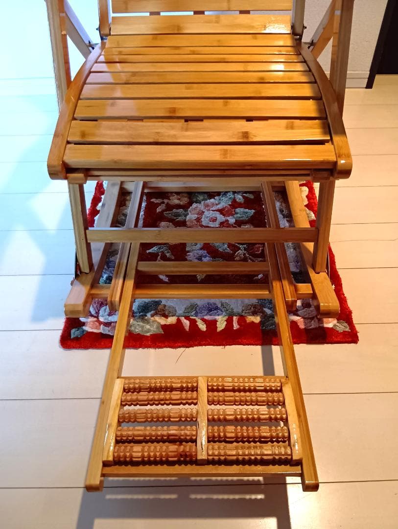 竹製 ロッキングチェア リクライニング 折りたたみ式 マッサージ底板付き