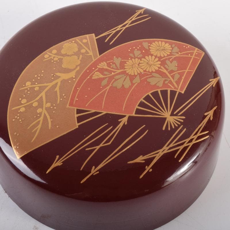 茶道具　輪島塗　立野彩海作　扇面蒔絵　棗　共箱　V　7160