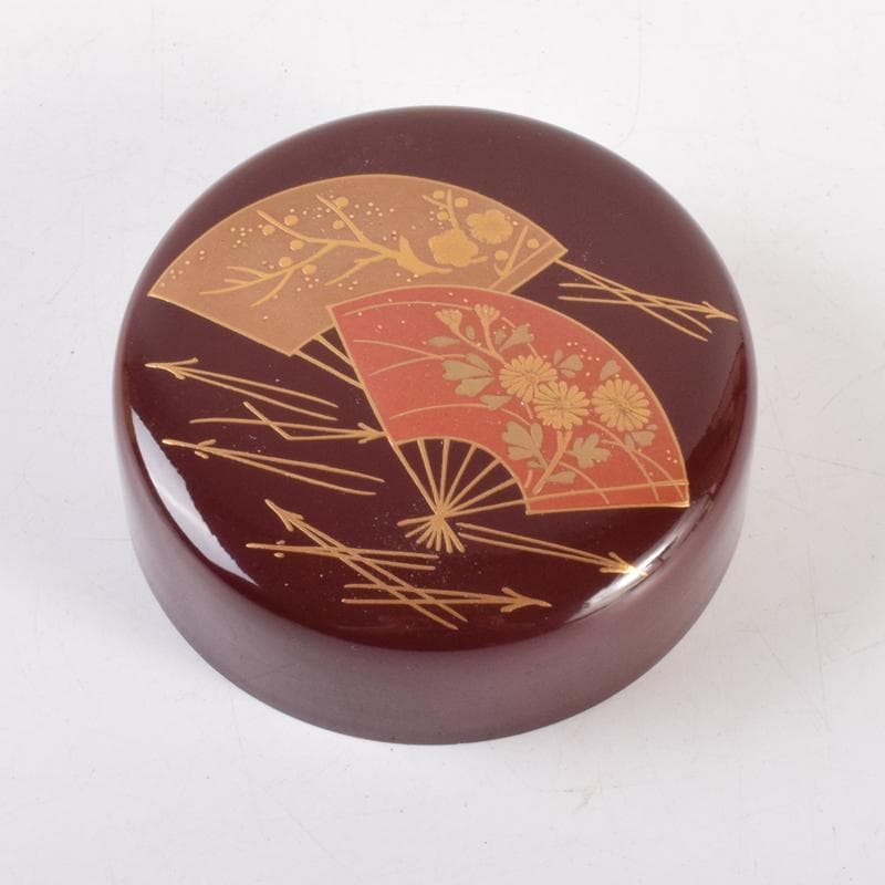 茶道具　輪島塗　立野彩海作　扇面蒔絵　棗　共箱　V　7160
