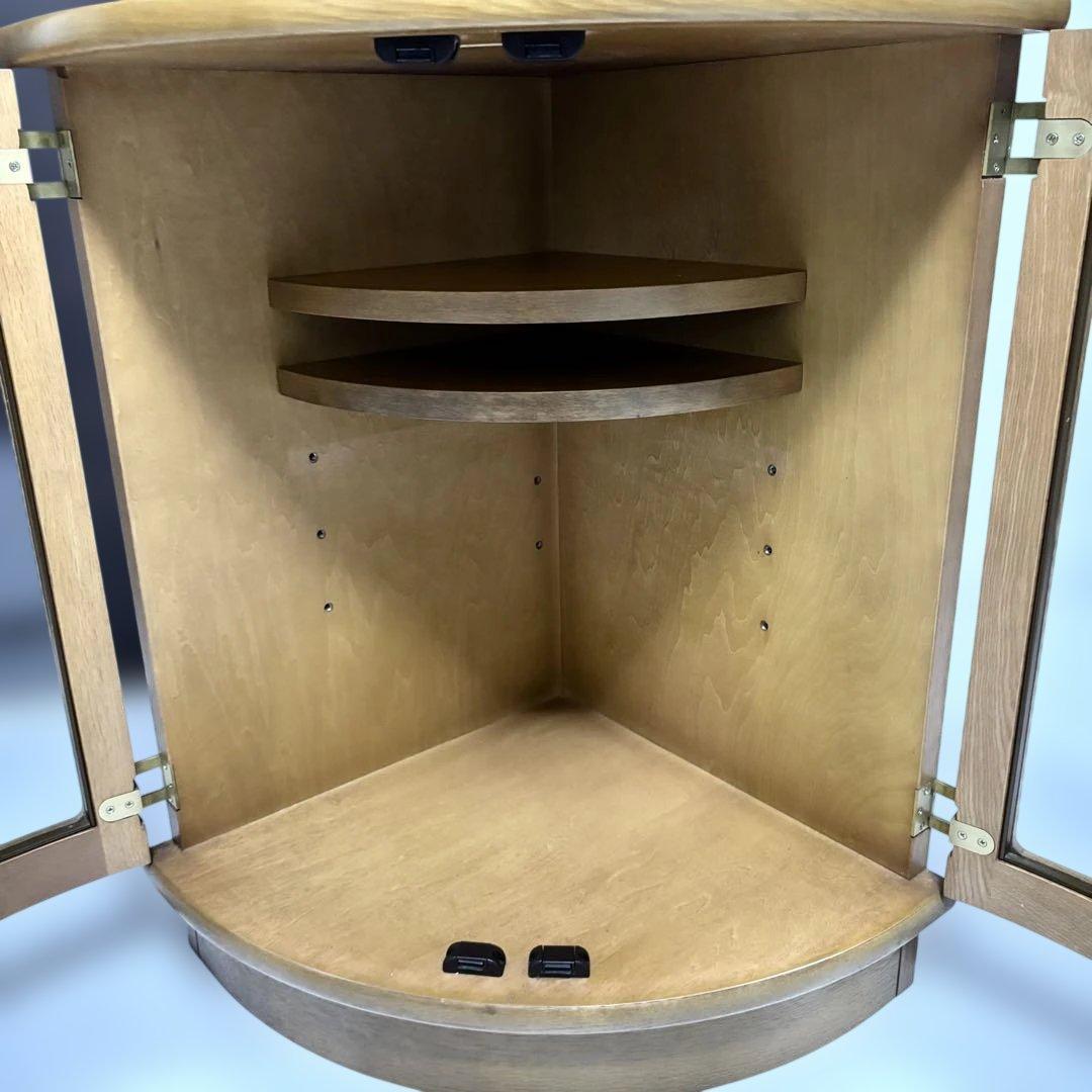 カリモク コロニアル コーナーキャビネット 曲面ガラス オールド期