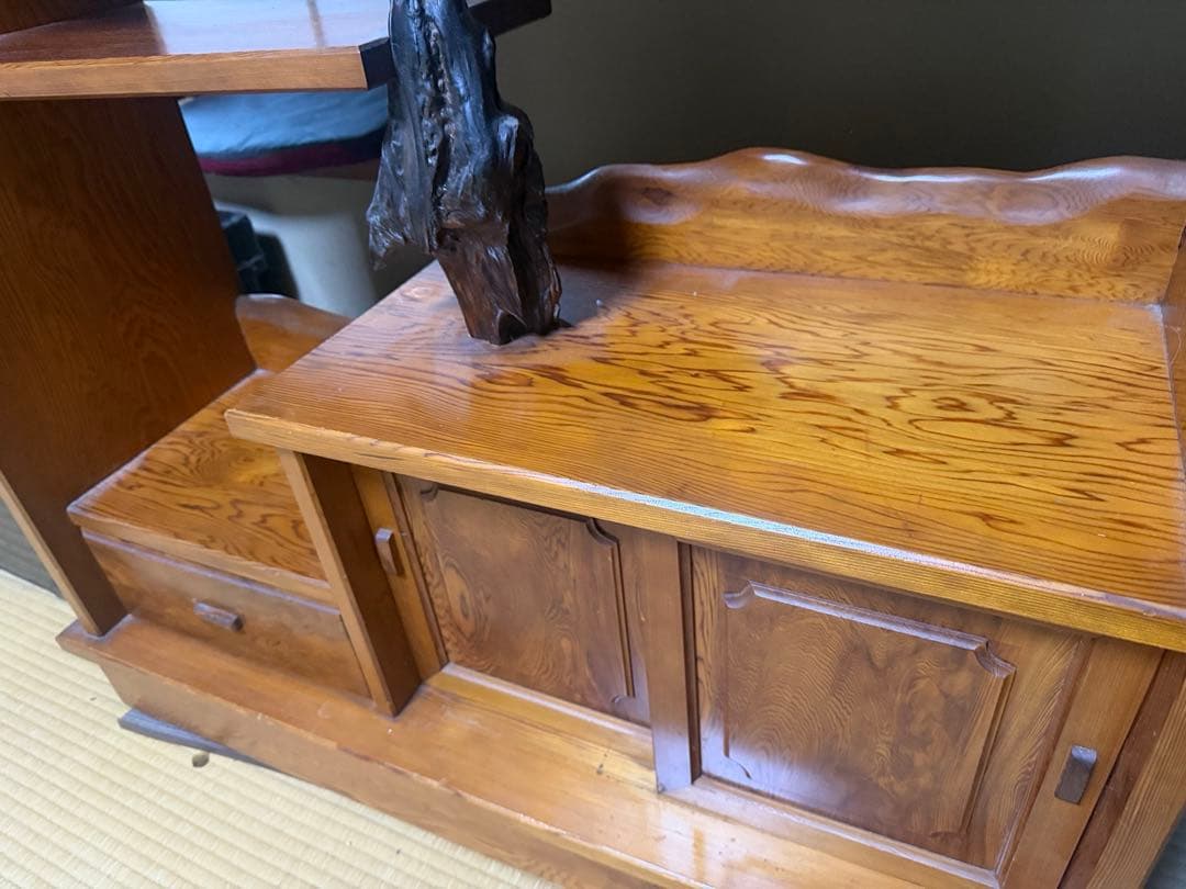 巨匠作品　最高級　屋久杉　認定付うるし漆塗　天然無垢棚板　凄い杢芸術美術骨董