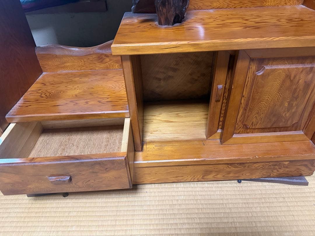 巨匠作品　最高級　屋久杉　認定付うるし漆塗　天然無垢棚板　凄い杢芸術美術骨董