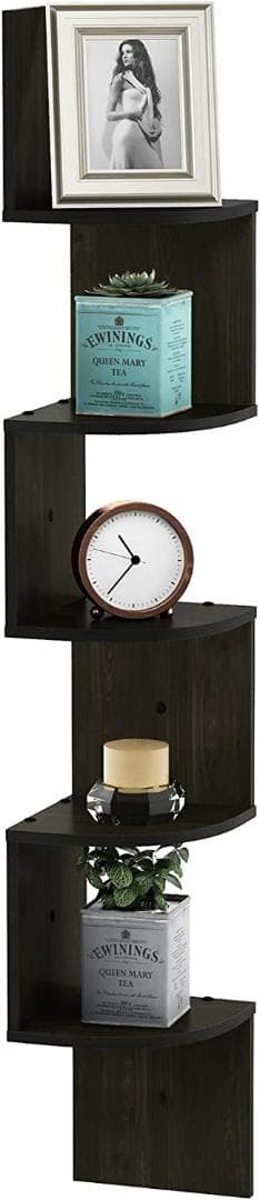 5段 エスプレッソ 壁掛け コーナーシェルフ ロッシ