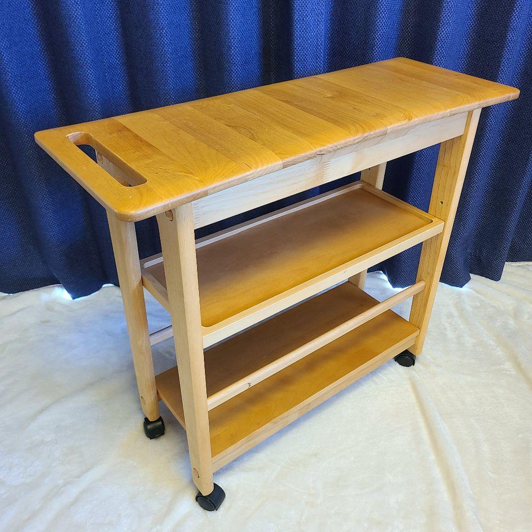 【極美品】ニトリ ワゴン アルナスDF 80 LBR キッチンワゴン 天然木