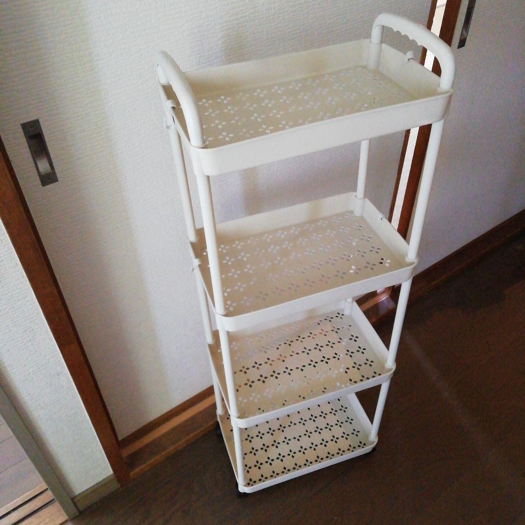 ホワイト 4段プラスチックラック キャスター付き