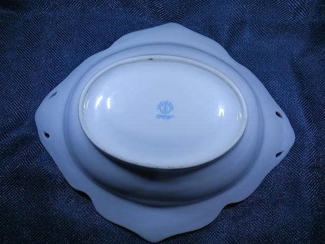 オールドノリタケ　皿　湖水風景　夕暮れ時　21x25x7 cm 　１９１０年
