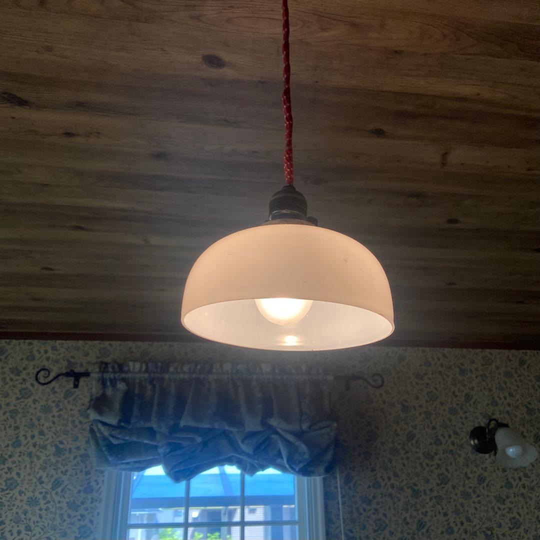 大正ロマン　電笠　天井照明　乳白ガラス　和モダン　アンティーク