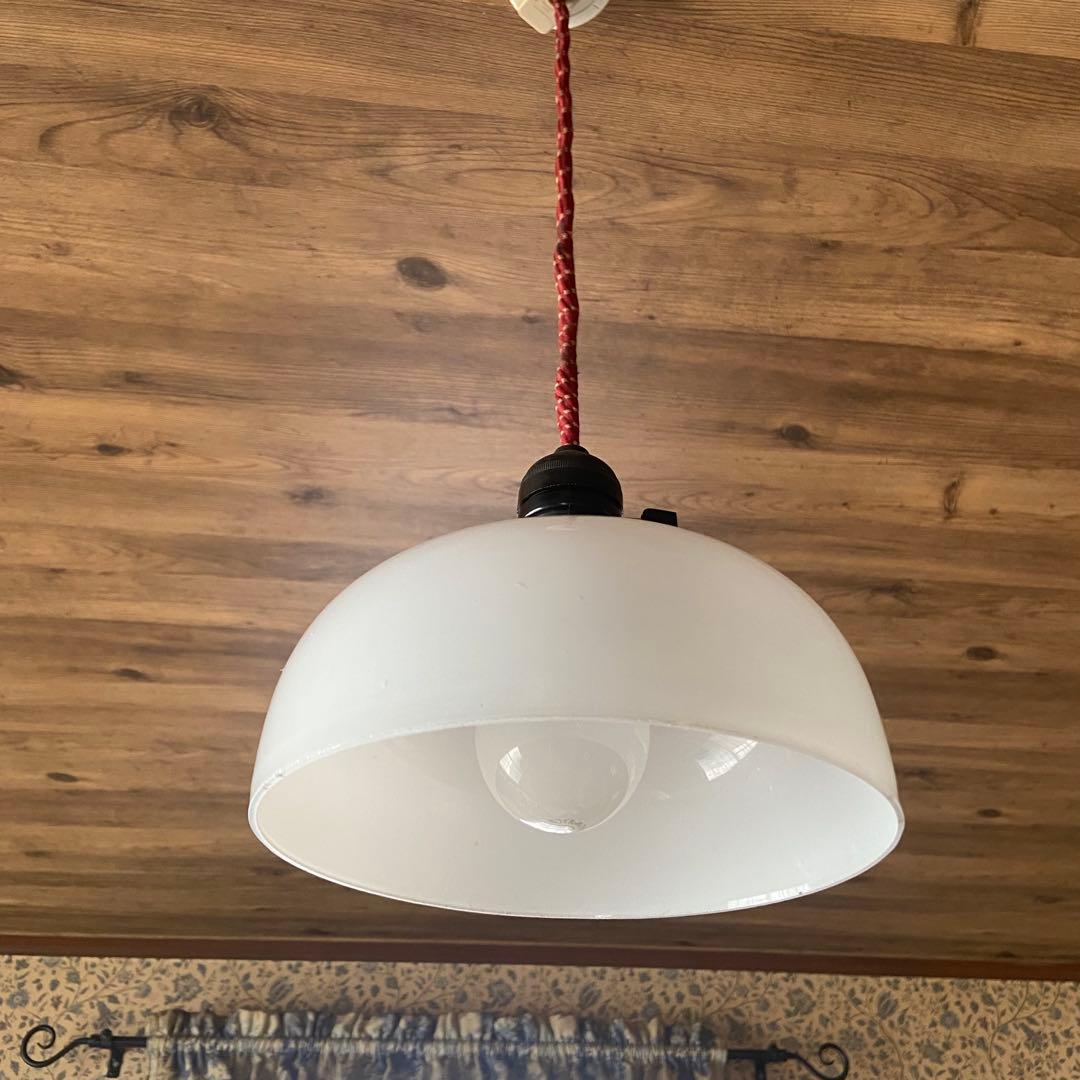大正ロマン　電笠　天井照明　乳白ガラス　和モダン　アンティーク