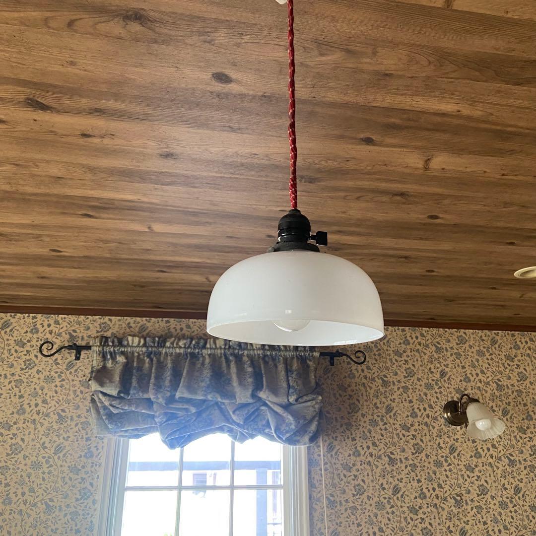大正ロマン　電笠　天井照明　乳白ガラス　和モダン　アンティーク