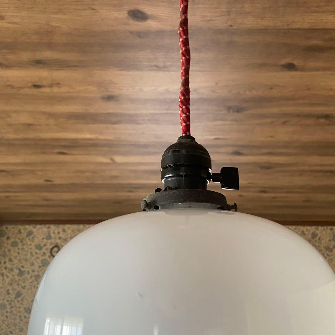 大正ロマン　電笠　天井照明　乳白ガラス　和モダン　アンティーク