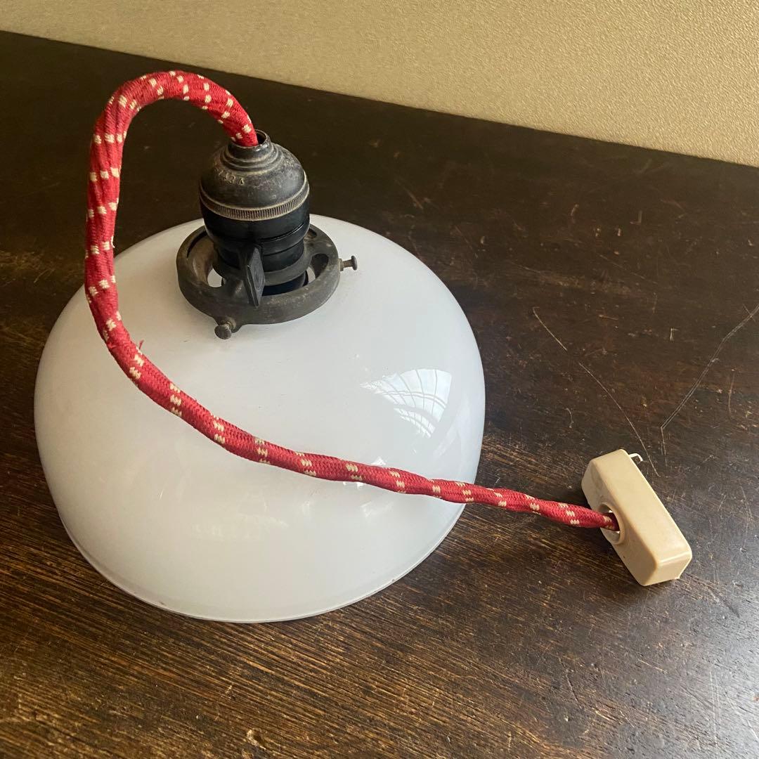 大正ロマン　電笠　天井照明　乳白ガラス　和モダン　アンティーク