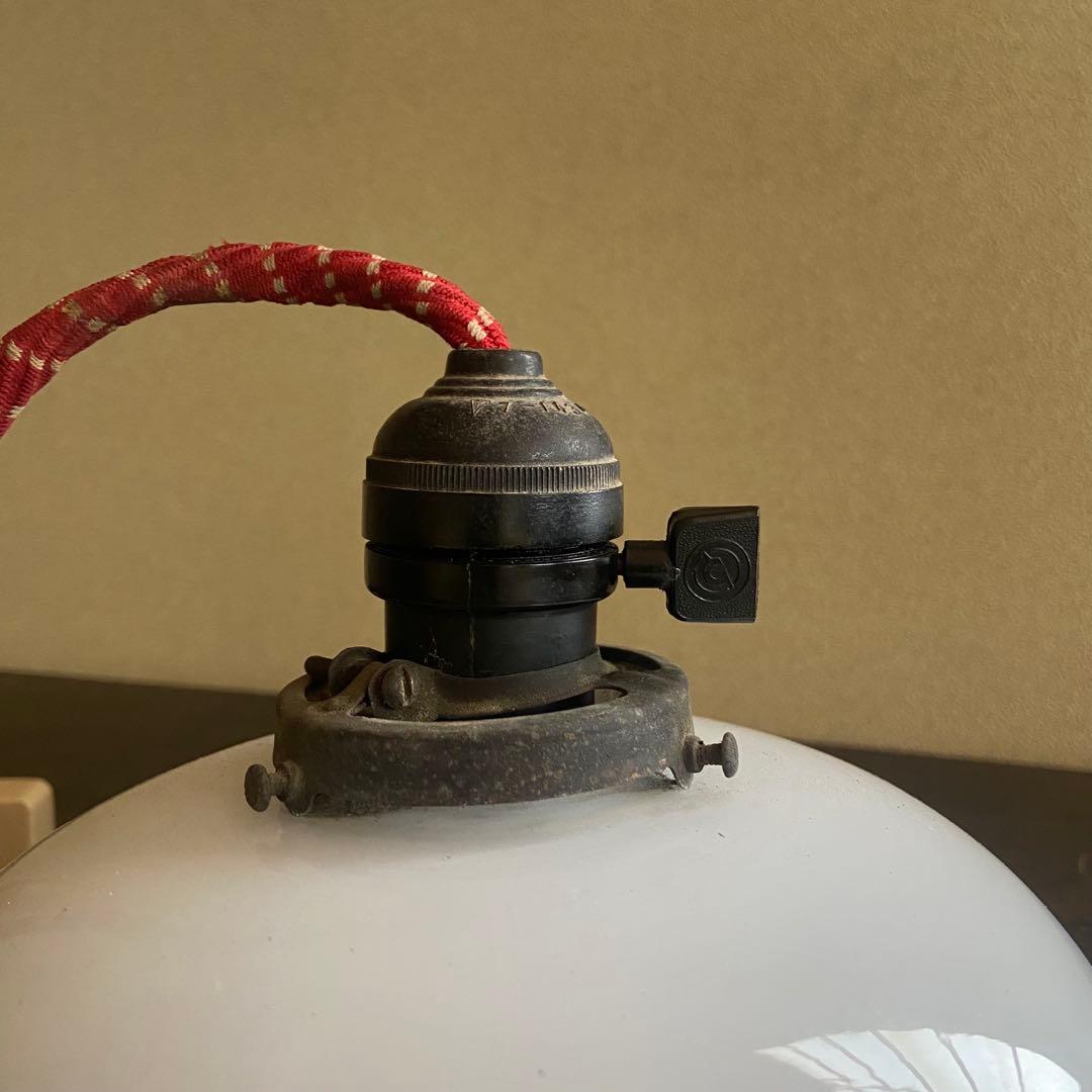 大正ロマン　電笠　天井照明　乳白ガラス　和モダン　アンティーク