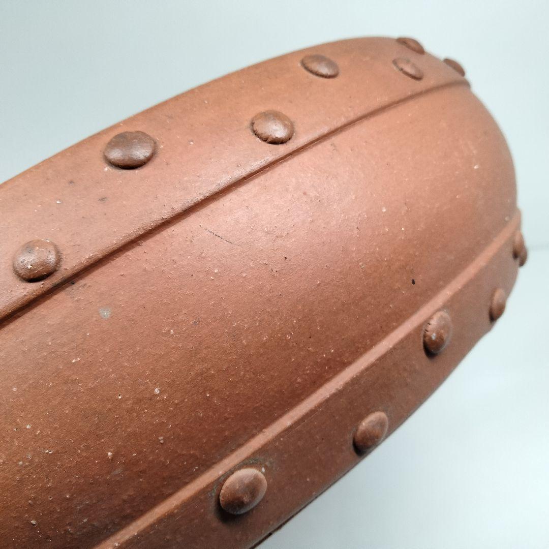 Ｔ182-1 中国 紫砂鉢 中国宜興 太鼓式 盆栽鉢 直径30cm　A